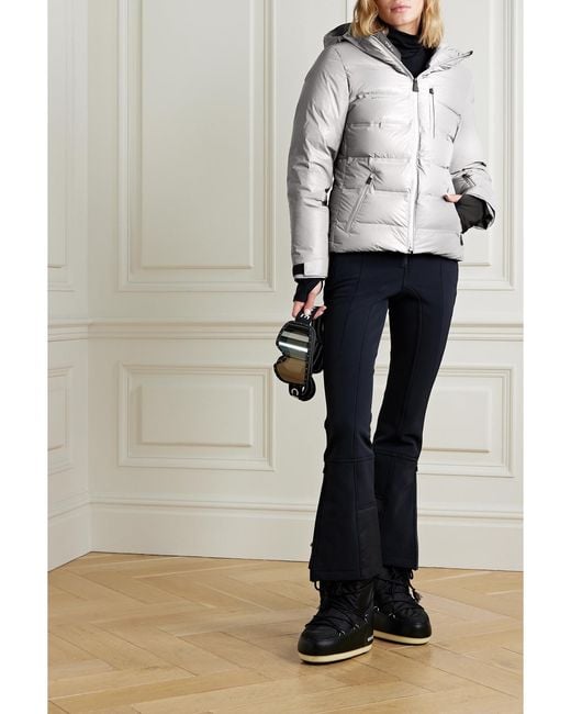 Aztech Mountain Gray Nuke Quilted Dyntex Hooded Down Ski Jacket