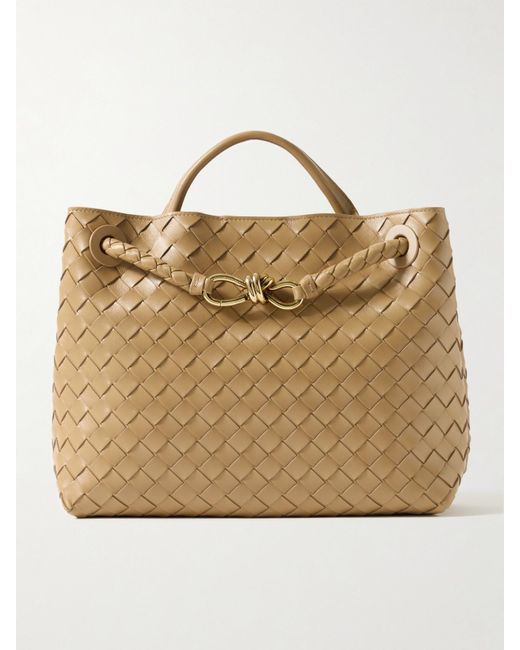 Bottega Veneta Natural Andiamo Medium Intrecciato Leather Tote