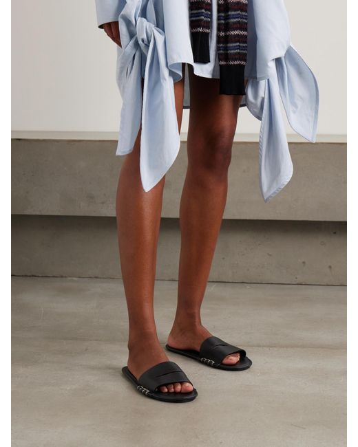 J.W. Anderson Black Loafer Leather Slides