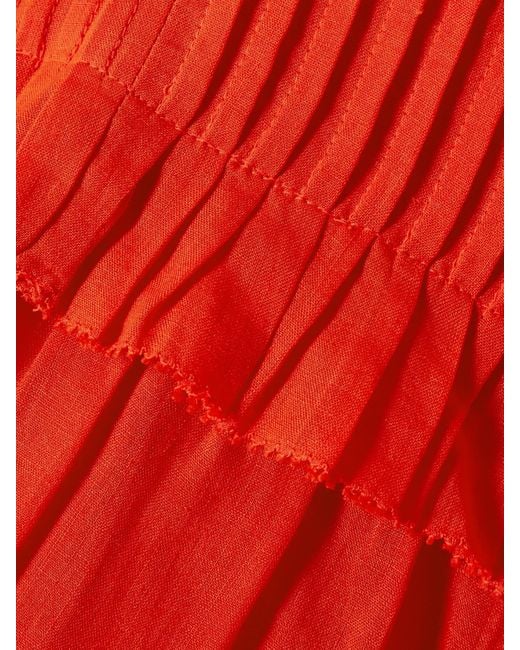 Sea Red Zora Pleated Ramie Midi Dress