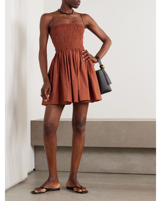 Matteau Shirred Organic Cotton-Poplin Mini Dress