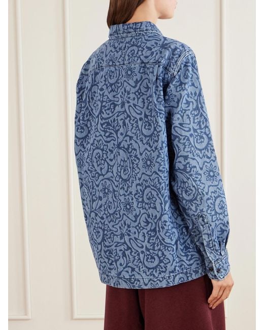Dries Van Noten Blue Cheers Printed Denim Shirt