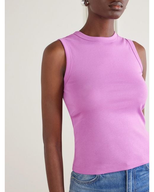 Flore Flore Pink Esmé Ribbed Organic Cotton-Jersey Tank