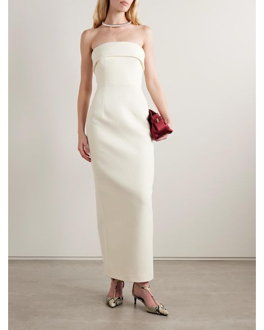 Emilia Wickstead White Keeley Strapless Cloqué Maxi Dress