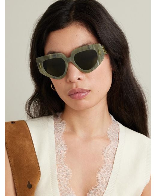 Loewe Green Cat-Eye Acetate Sunglasses