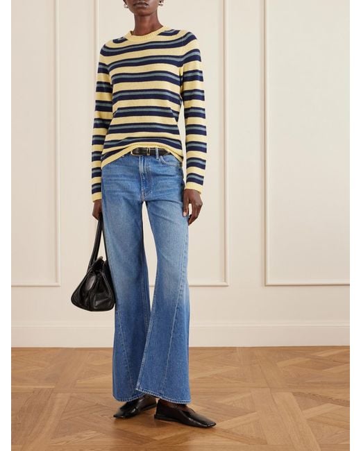 The Elder Statesman Blue Laurel Striped Cashmere Sweater