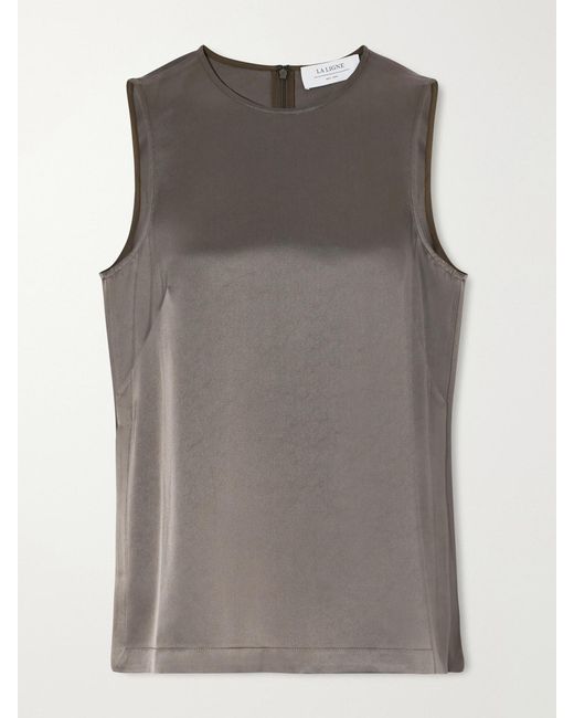 La Ligne Gray Crepe-Satin Cami
