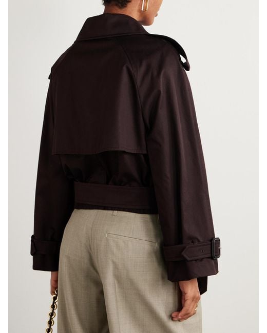 Burberry Black Dolebury Verkürzter Trenchcoat Aus Baumwollgabardine
