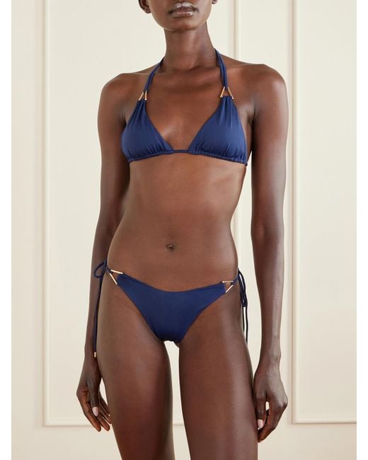 Away That Day Blue Gili Embellished Bikini Briefs