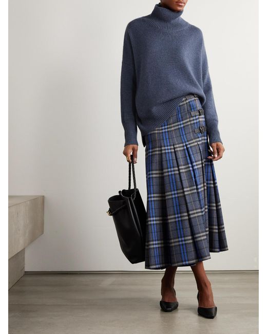 Lisa Yang Blue Heidi Cashmere Turtleneck Sweater