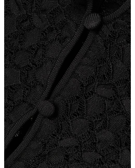 Saint Laurent Black Verkürztes Oberteil Aus Lochstrick
