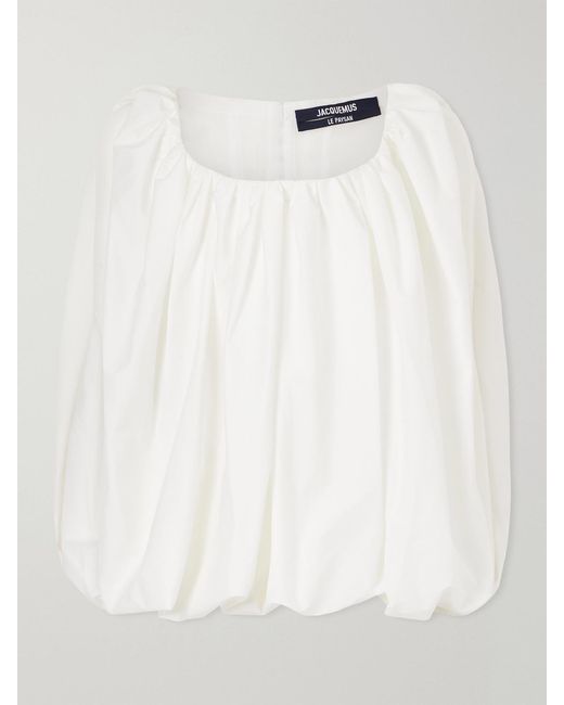 Jacquemus White The Lavande Stretch Cotton-Blend Voile Blouse