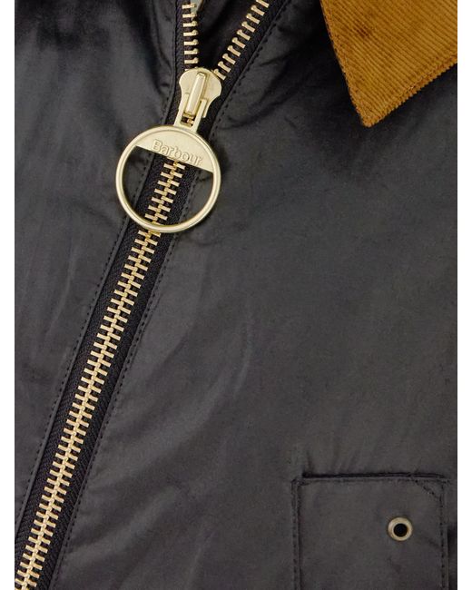 Barbour Gray Raelynn Corduroy-Trimmed Waxed-Cotton Jacket
