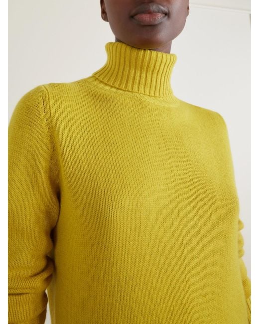 Allude Yellow Turtleneck Cashmere Sweater