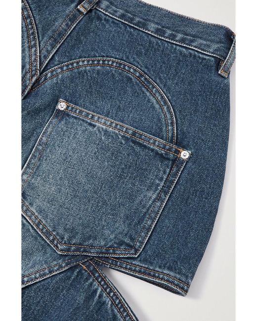 Area Blue Hoch Sitzende Jeans Mit Weitem Bein, Cut-Outs Und Kristallen