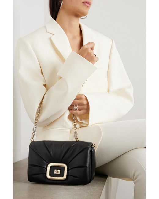 Roger Vivier Black Vic' Choc Me Padded Leather Shoulder Bag