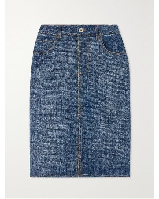 Bottega Veneta Blue Midirock Aus Webstoff Mit Denim-Effekt