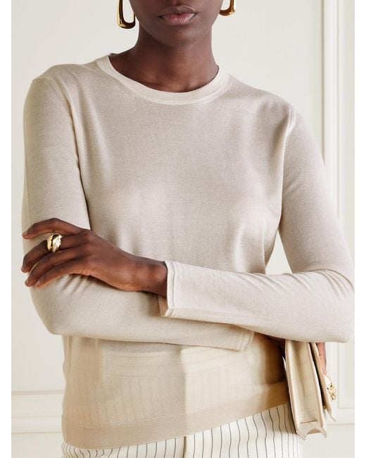 Tom Ford Natural Embroidered Cashmere And Silk-Blend Sweater