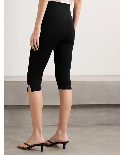 Staud Black Santino Cropped Knitted Leggings