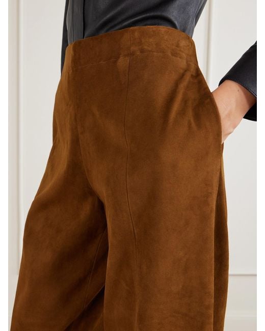 Stouls Brown Bugsy Wide-Leg Suede Pants