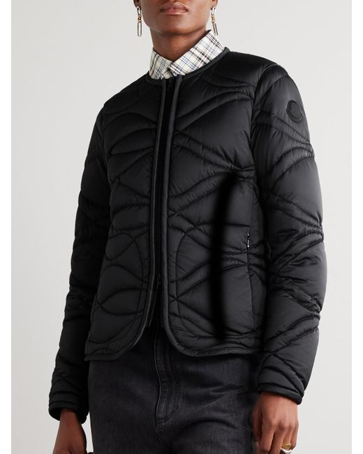 Moncler Black Pyrope Appliquéd Quilted Shell Down Jacket