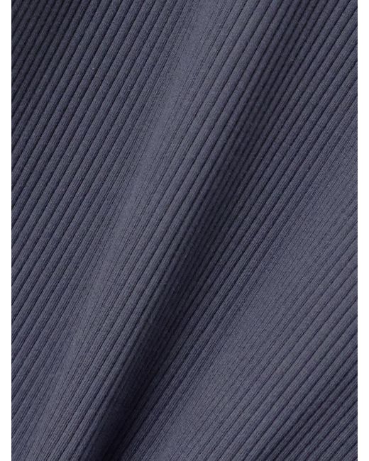 Brunello Cucinelli Blue Tanktop Aus Einer Gerippten Baumwollmischung Mit Zierperlen