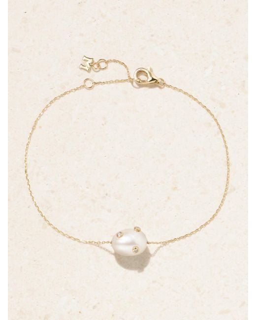 Mateo Natural 14-Karat, Pearl And Diamond Bracelet