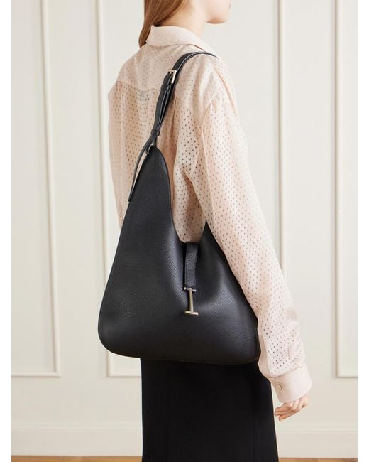 Tom Ford Black T-Embellished Medium Suede Shoulder Bag