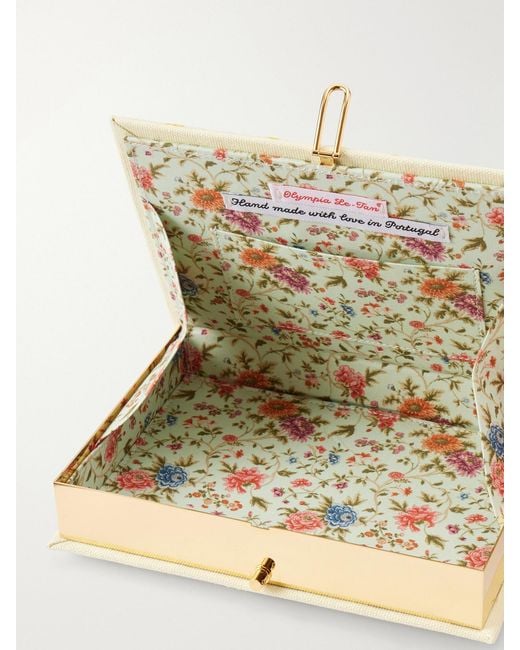 Olympia Le-Tan Metallic Brunch Club Embroidered Canvas Clutch