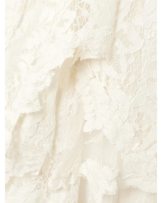 Isabel Marant Natural Rubiana Asymmetric Paneled Draped Cotton-Blend Lace Dress
