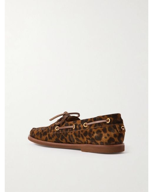 Gianvito Rossi Brown Vandée Leopard-Print Suede Boat Shoes