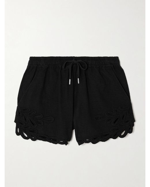 Short En Coton À Broderies Safa Isabel Marant en coloris Black