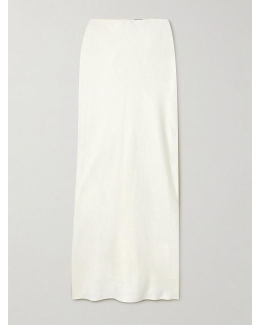 Theory White Linen-Blend Twill Maxi Skirt