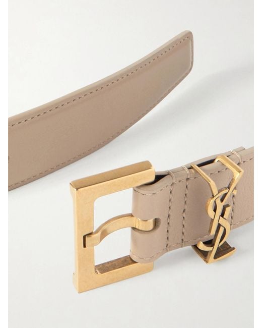 Saint Laurent Natural Cassandre Leather Belt