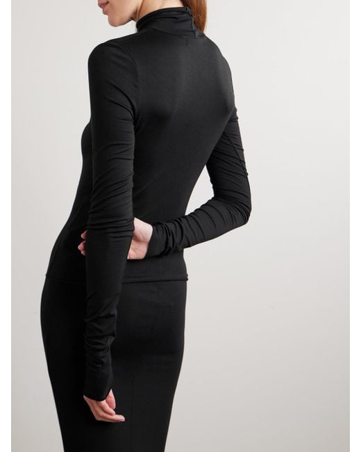 ÉTERNE Black Stehkragenoberteil Aus Stretch-Modal-Jersey