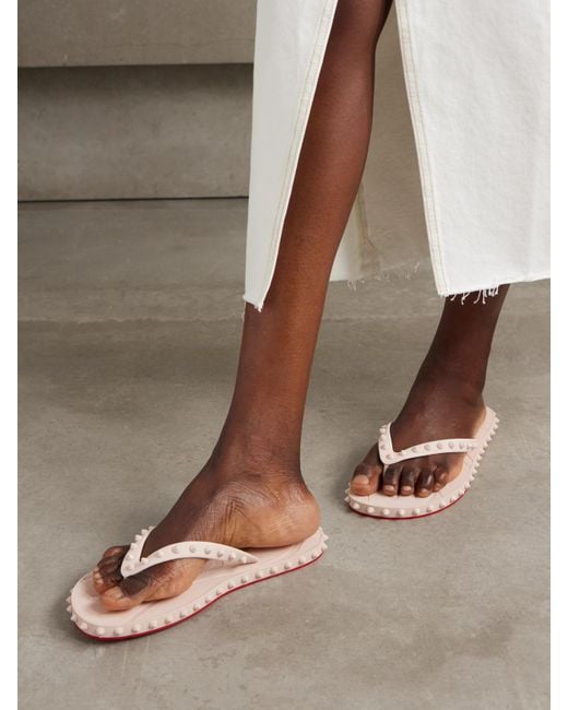 Christian Louboutin Super Loubi Studded Rubber Flip Flops in