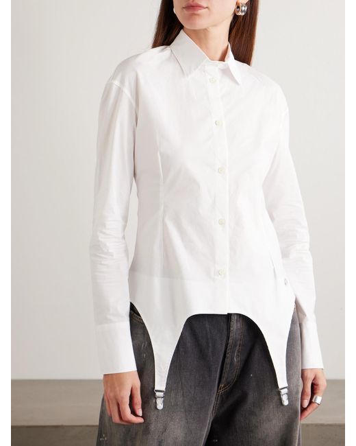Jean Paul Gaultier White Embellished Stretch-Cotton Shirt