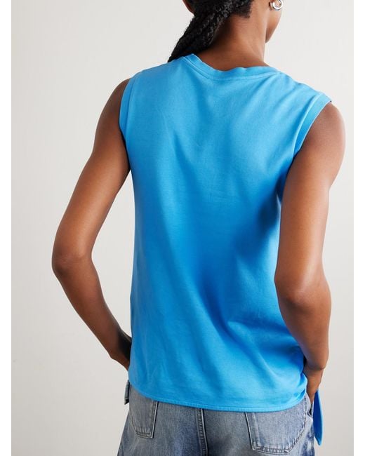 J.W. Anderson Blue Tie-Detailed Embroidered Cotton-Jersey Tank