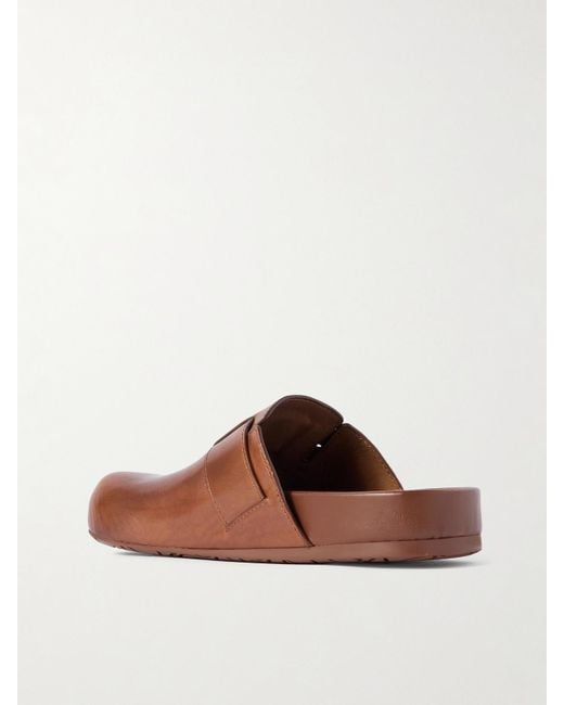 Loewe Brown Ease Buckled Leather Mules