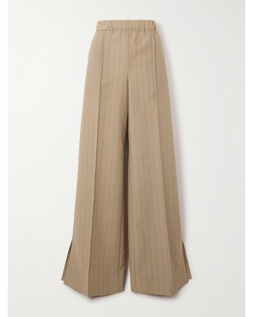 Jil Sander Natural Pinstriped Wool And Mohair-Blend Straight-Leg Pants