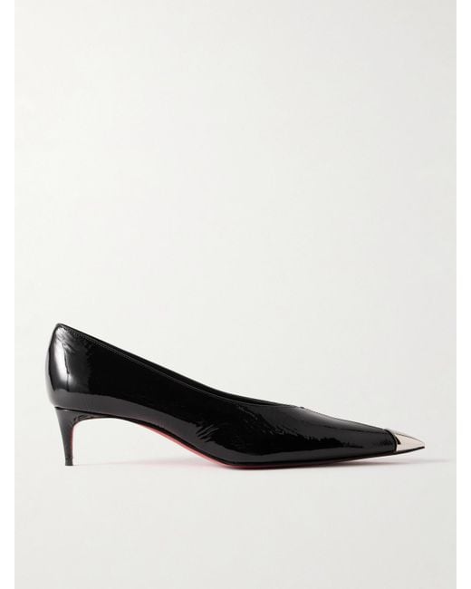Christian Louboutin Black Katissima 45 Embellished Patent-Leather Point-Toe Pumps