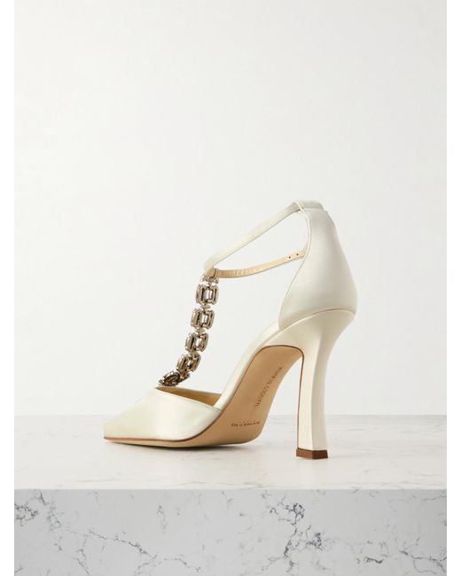 Sandales à Talons Manolo Blahnik - Gris Satiné - Pointure 35 - Neuf Dans Boîte - Prix Origine 1595$