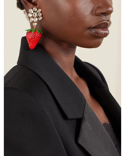 Saint Laurent Red Tone, Crystal And Resin Clip Earrings