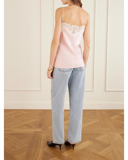 Stella McCartney Pink Lace-Trimmed Satin Camisole