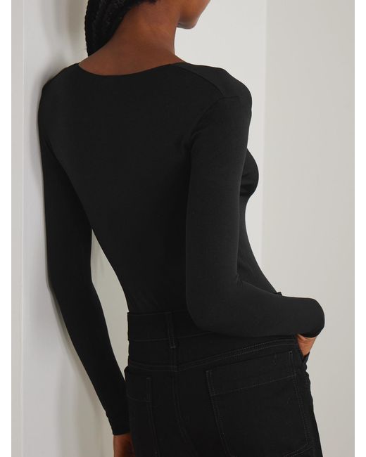 Prima Ballet Stretch-Jersey Thong Bodysuit Commando en coloris Black
