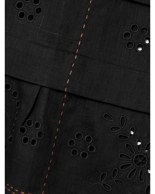 Vita Kin Black Gigi Tanktop Aus Leinen Mit Lochstickerei Und Kontrastnähten