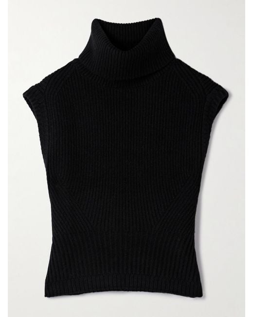 Jonathan Simkhai Black Maple Ribbed Wool-Blend Turtleneck Tank