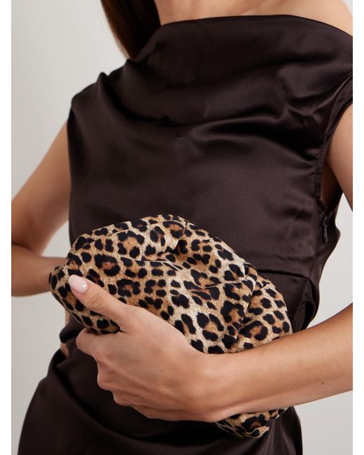 Loeffler Randall Multicolor Bailey Leopard-Print Satin Clutch