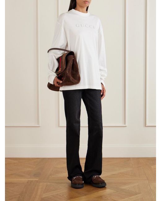 Gucci Brown Rhody Horsebit-Detailed Suede Loafers