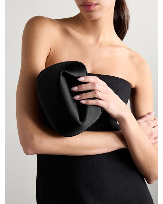 Gabriela Hearst Black Soft Demi Satin Clutch